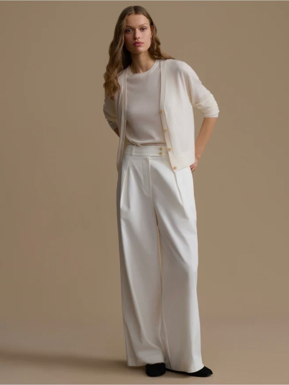 NWT Jenni Kayne Elegant High-Waist Wide-Leg Pants in Ivory